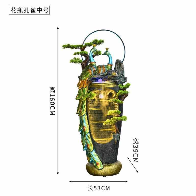 水幕水器摆件生财装饰玄关墙孔雀招财新居落地屏风客厅乔迁流开业