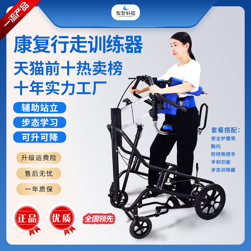 中老年人步态训练器材下肢康复偏截瘫辅助步行走架子电动升降脚踏