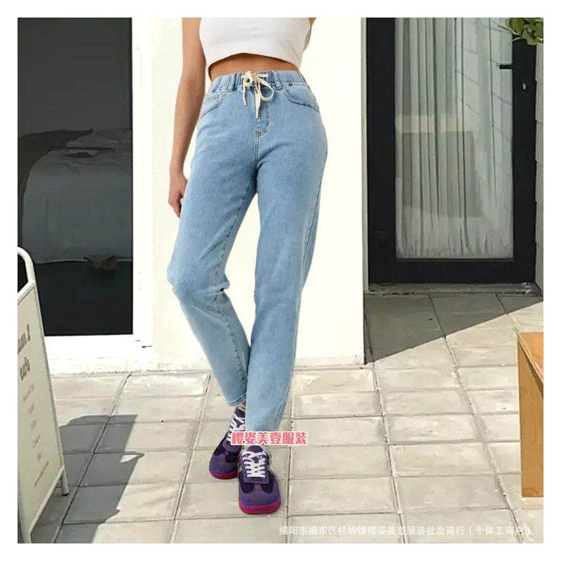 Rise Wash Elastic Waistband Featherweight Palazzo Jeans图片