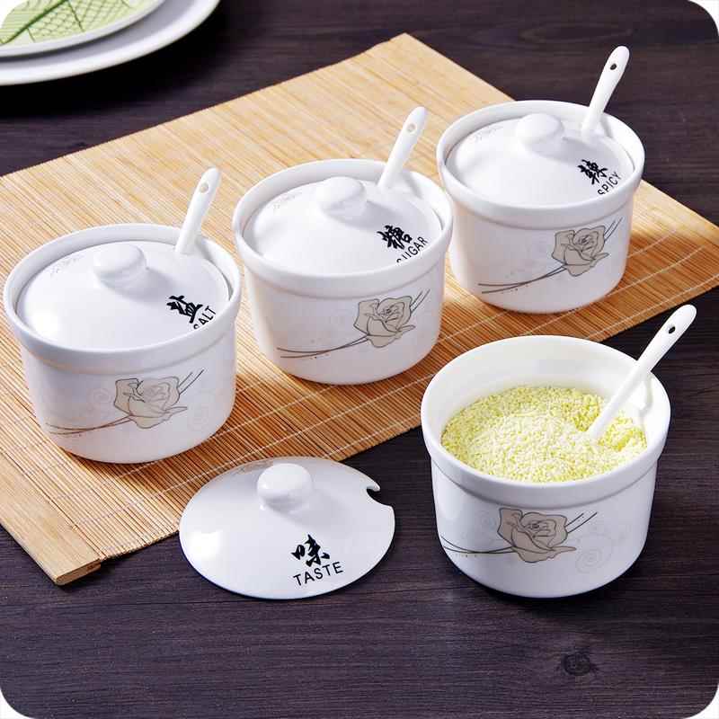 陶瓷调味罐创意厨房餐厅饭店商用油泼辣椒盐罐有盖调料盒醋瓶油壶