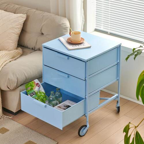 可移动收1025柜纳柜奶油风家头床柜用抽屉式客厅沙发边多层储物柜