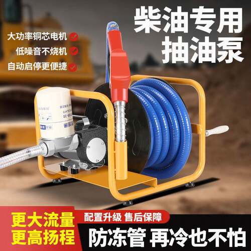 亨亨电动抽油泵柴油12v24v220v伏加油机车载小型加油泵带计量枪
