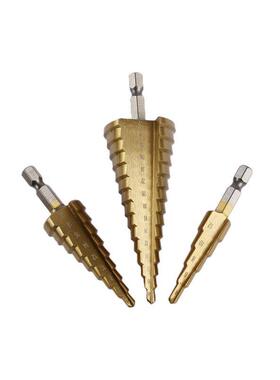 PSK跨境角直槽宝塔型钻头阶梯钻头 台阶钻 扩孔开六孔塔 钻三件套