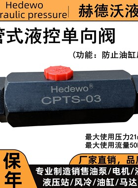 管式液控单向阀CPTS-03自锁油缸，防止油缸退回，引导逆止阀