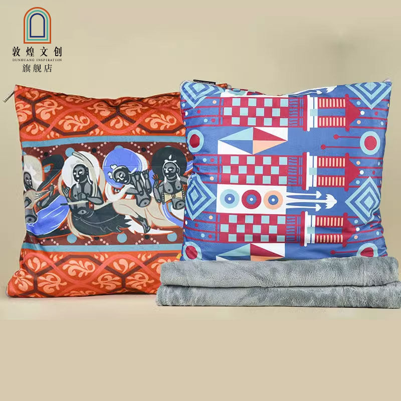 敦煌文创九色鹿抱枕被子两用男女生款睡觉毛绒靠垫办公室客厅午睡