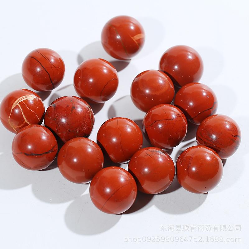 水晶球红碧玉水晶球摆件原石打磨红碧玉造景球摆件赤红水晶球