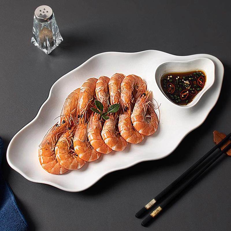 饺子盘白灼虾盘有格带醋碟子农家乐酒店餐厅饭店专用家用薯条饺盘