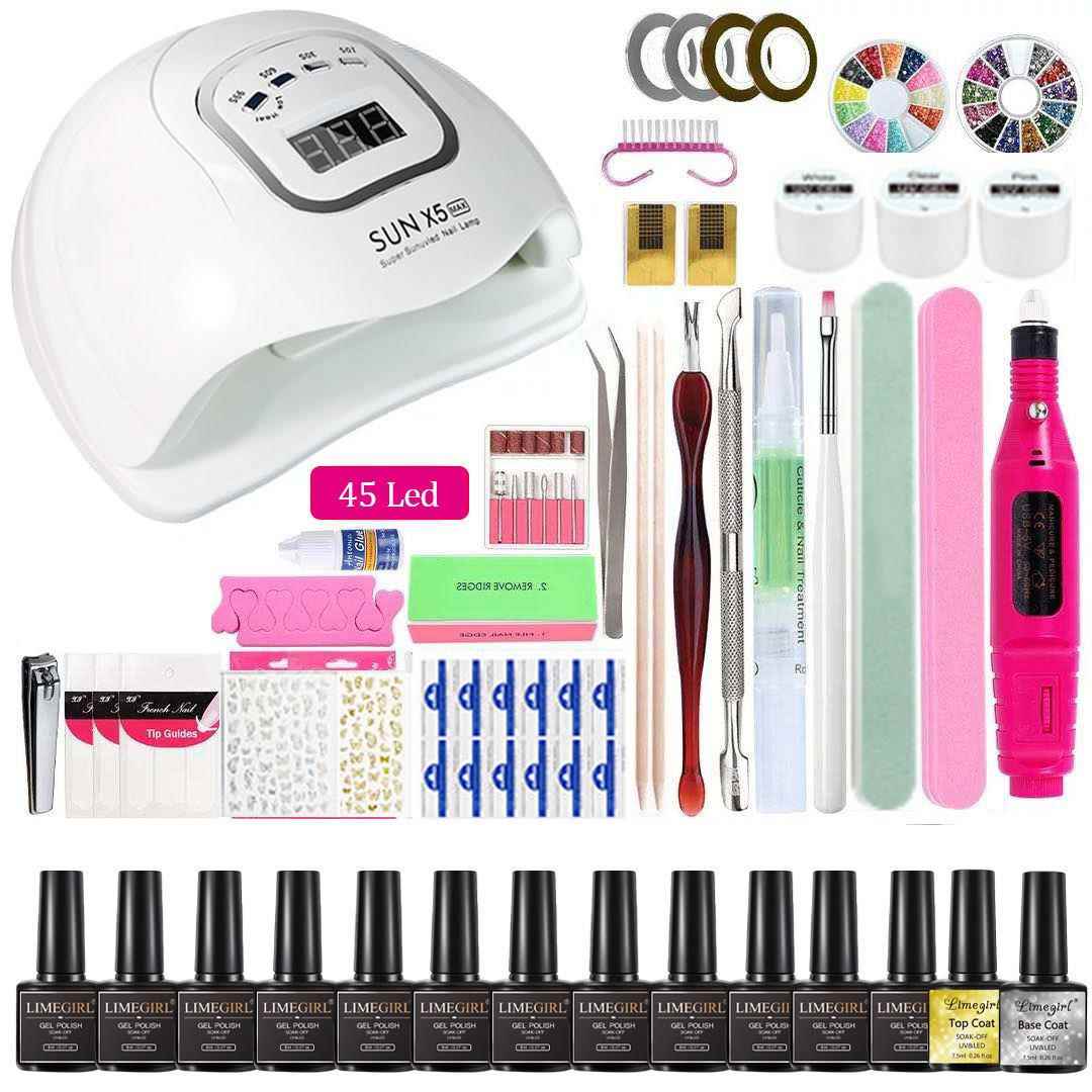跨境美甲全套工具光疗机甲油胶套装美甲工具全套饰品现货供应