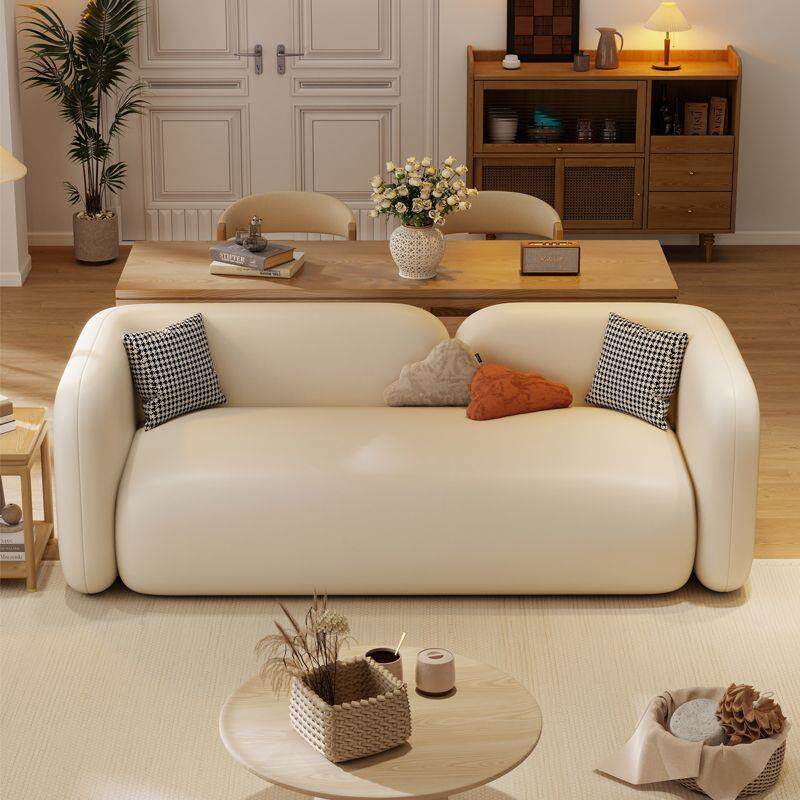 奶油风皮艺沙发2026新款小户型客厅卧室双人三人公寓直排布艺沙发
