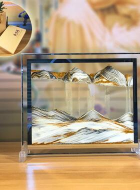 玻璃流沙画创意沙漏饰品个性化家居装饰客厅办公室桌面减压礼品礼