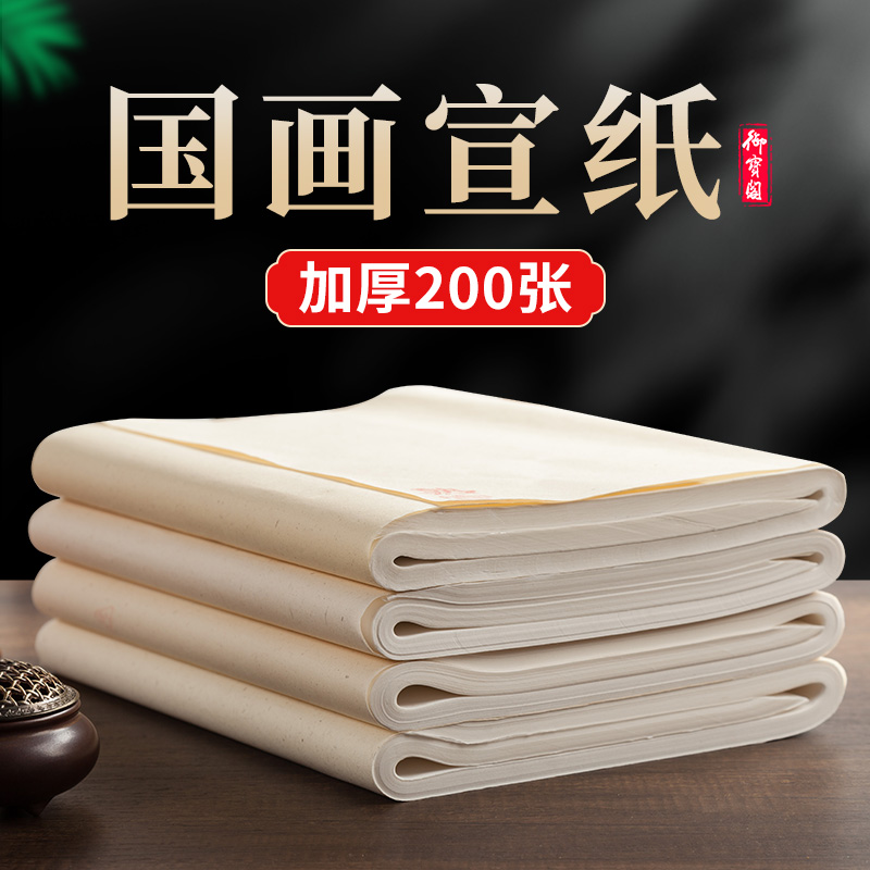 国画专用宣纸工笔画熟宣作品纸四尺对开整张生宣纸中国画写意学生