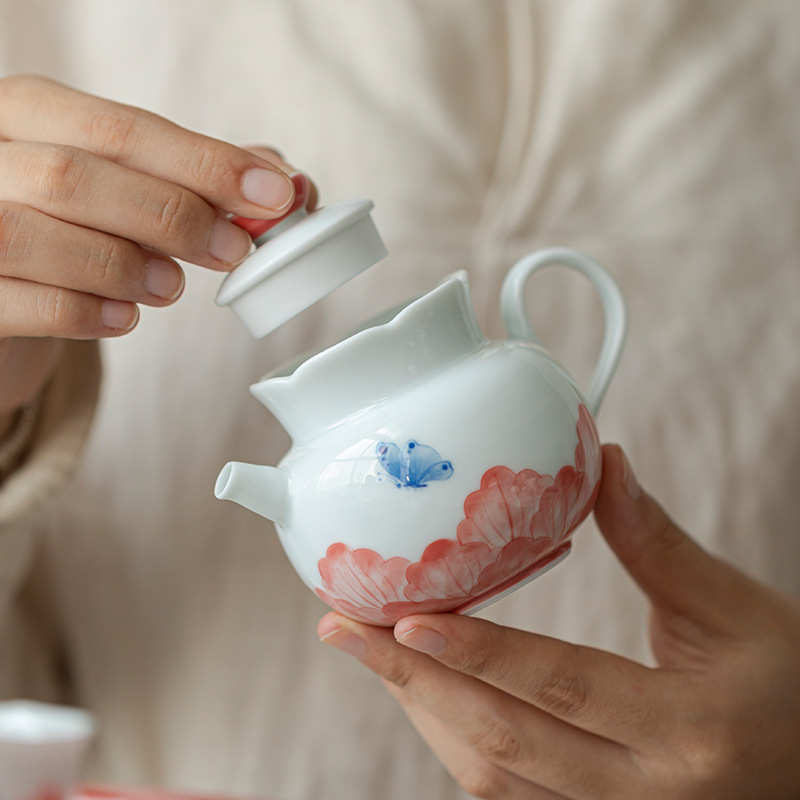 过滤轻陶瓷家用孔奢彩手绘球小壶茶壶下茶器泡釉单个高档功夫茶具