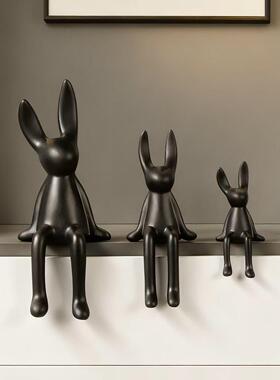 解压创意坐姿长耳兔摆件高级感轻奢客厅电视柜酒柜玄关家居装饰品