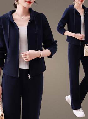 年轻妈妈春装开衫连帽衣新款中老动服套运装87741280女年春卫秋两