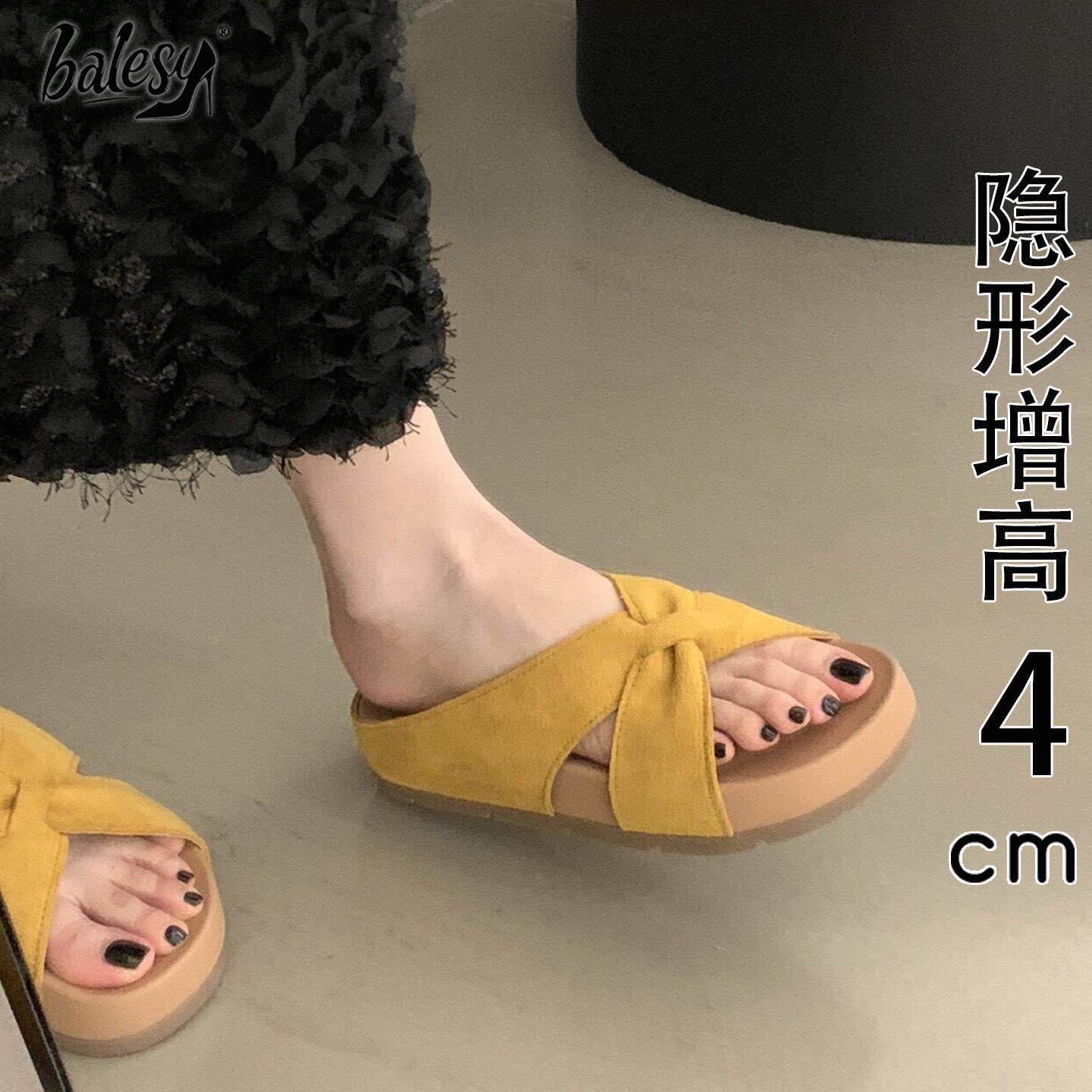 英国真皮厚底一字拖女外穿2026夏季新款增高一脚蹬防滑勃肯凉拖鞋