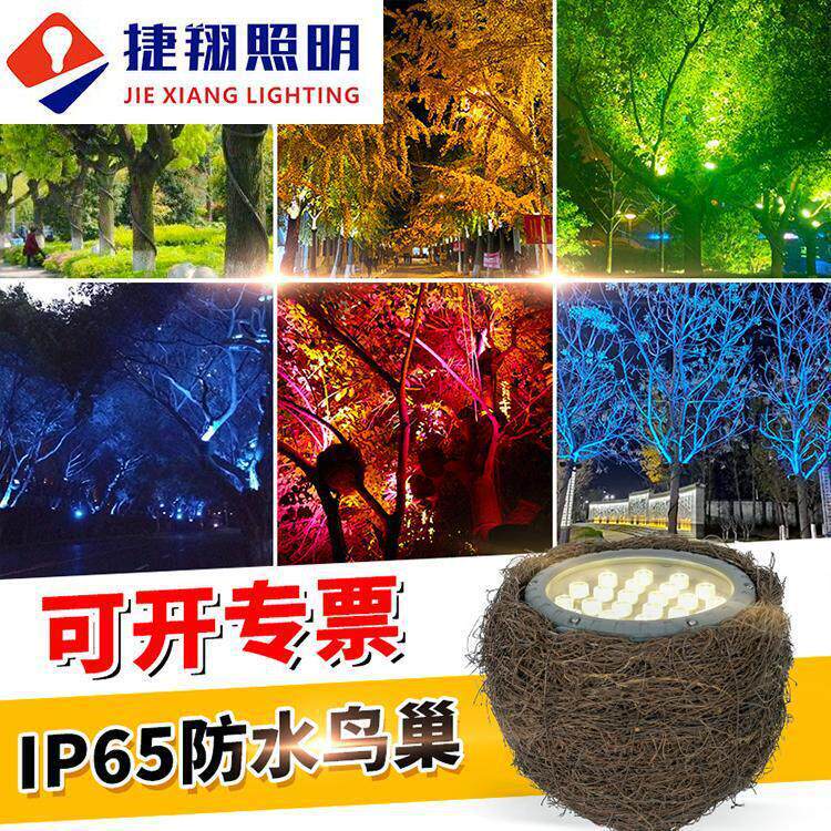 led投光灯射灯户外防水照树景观灯绿化庭院花园七彩鸟巢窝灯