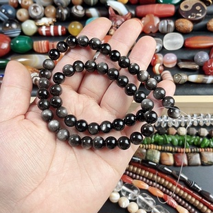 颗颗灰调子的银耀石一条8mm