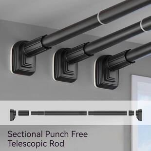 Up To 2.7m Adjustable Stainless Steel Shower Curtain Rod Clo
