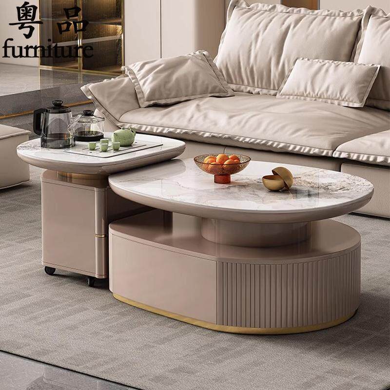 客厅可移动岩板椭圆形组合功夫茶几泡茶一体多功能茶台家用小户型