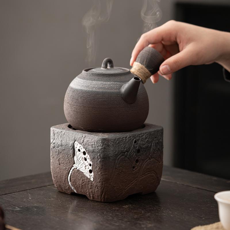 围炉煮碳炉酒壶精VGF炉茶炉粗陶茶烧水壶户外露茶营陶壶炭炉煮套