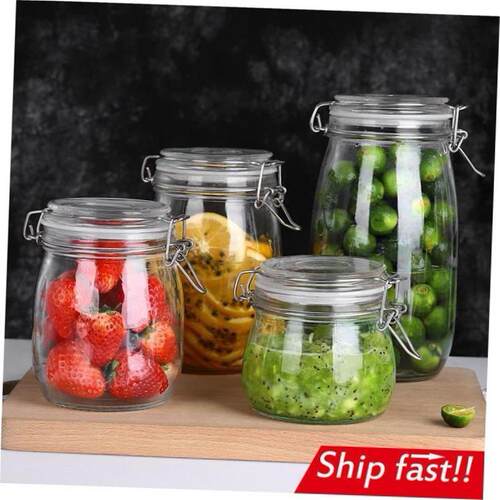 sealed glass jar transparent square food storage large safe