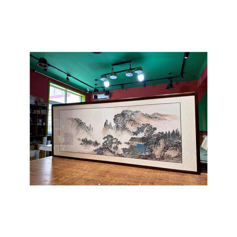 纯手绘国画山水画客厅挂画办公室装饰画新中式沙发背景墙字画带框