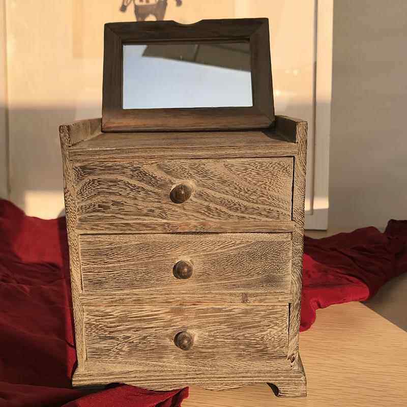 高档木质首饰盒古风古实收木饰纳盒手饰品耳钉耳环首项链盒首饰复