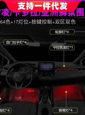 19-21款八代凯美瑞RAV4荣放威兰达卡罗拉雷凌改装64色专用氛围灯