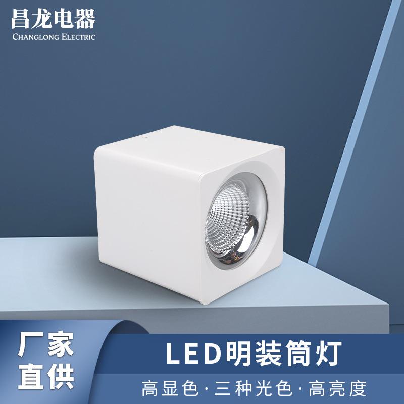 仙客来系列led方形明装筒灯极简单头天花灯家用客厅过道商场展厅