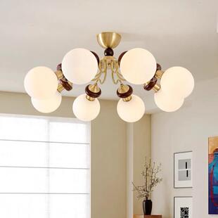 魔豆玻璃全铜客厅吸顶灯 复古卧室实木中古风全铜新款 法式 轻奢美式