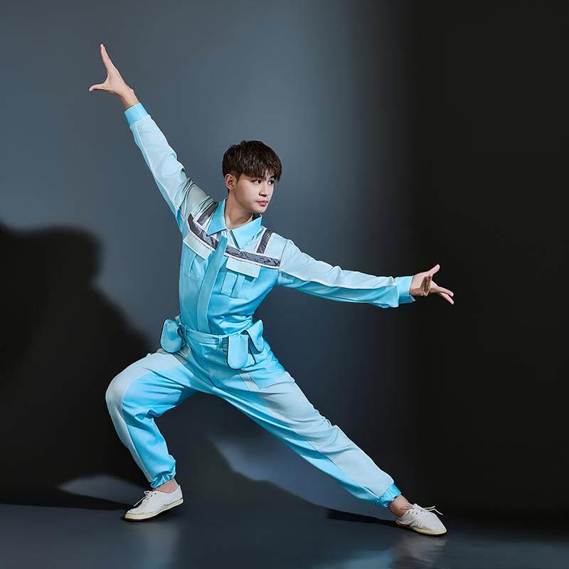 多色青春现代舞演出服马卡龙色系工人装动感活力歌伴舞舞台服图片