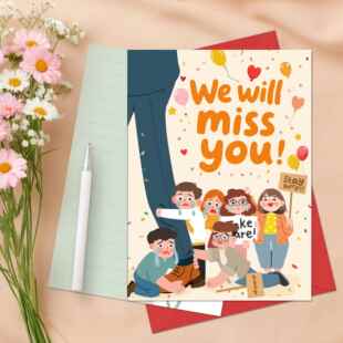 告别离职贺卡定制超大尺寸A4信封信纸套装集体手写祝福签名纪念卡