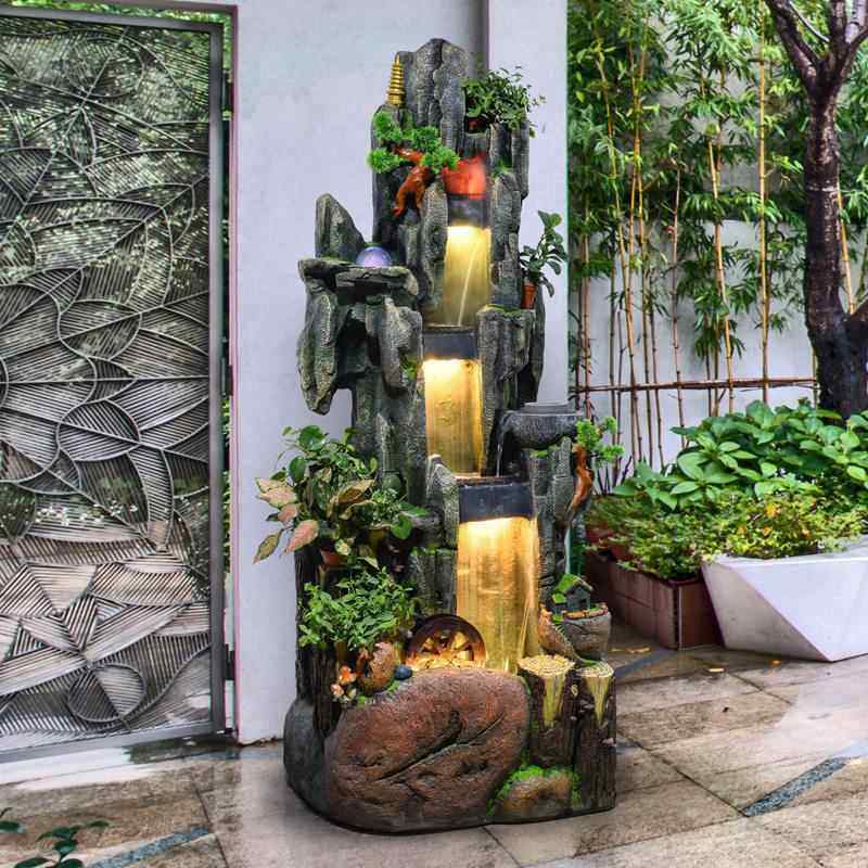 假山流水喷泉家居厅室办公财室加湿ZTK装饰鱼缸风水轮客招内摆件