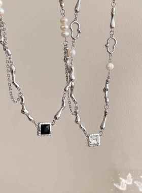 钛钢不掉色锁骨链欧美风项链ins冷淡风颈链项链吊坠毛衣链锁骨链