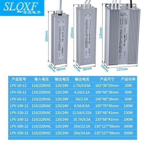 源头厂家LPV-150W-12V户外防水开关电源 24VLED防雨照明开关电源