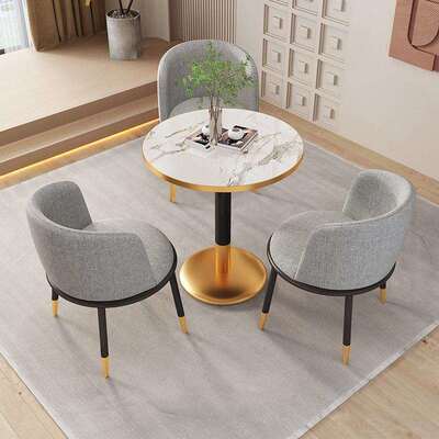 简约洽谈接待桌组合售楼处会客奢商Y05务餐店铺休闲桌阳台小轻圆