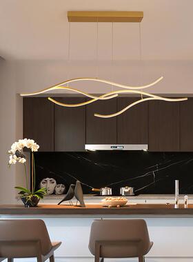 LED餐厅灯北欧房间创意欧式简约设计师办公室金色吊灯2020新款