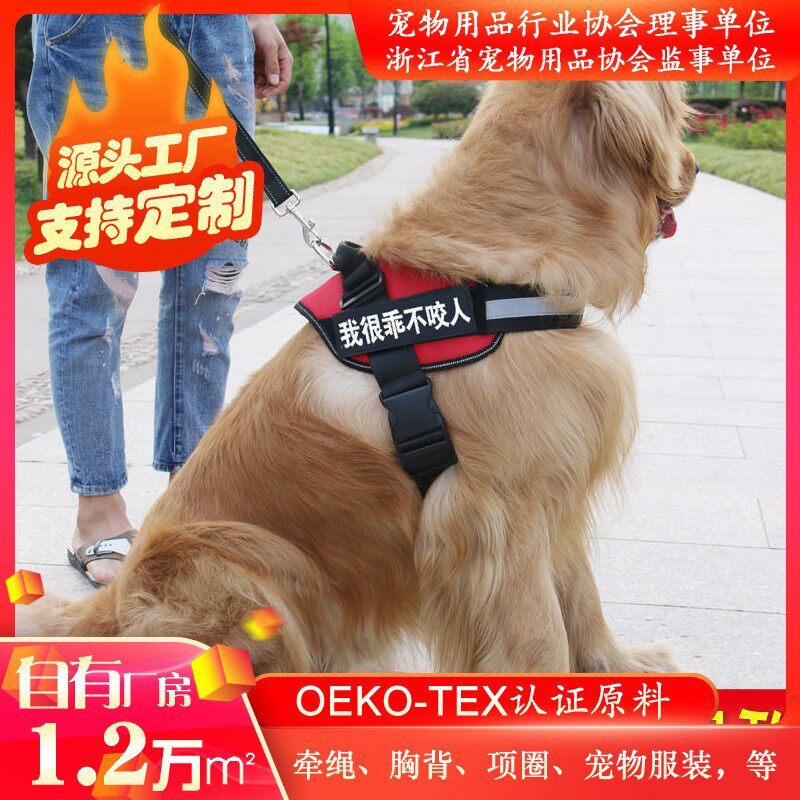 中大型犬夜跑反光胸背带 加厚防滑牵引绳 德牧马犬户外运动安全装
