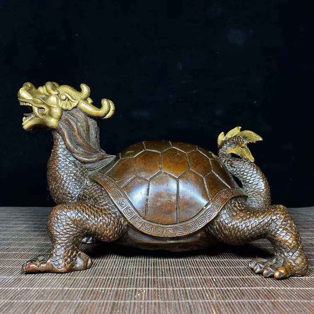 老物复古批发龙摆件鎏金摆件乡下件仿收藏古玩  古铜旧货古董龟