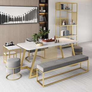 北欧轻奢大理石茶桌 办公室接待洽谈桌椅套装家用创意茶桌椅组合