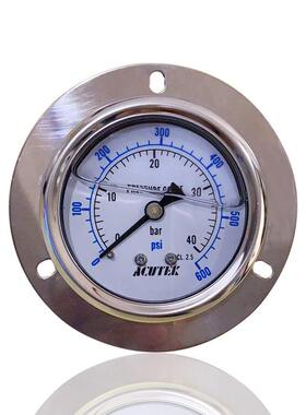 ACUTEK压力表不锈钢充油耐震轴向带前边YBN60ZT 4MPA 40BAR G1/4