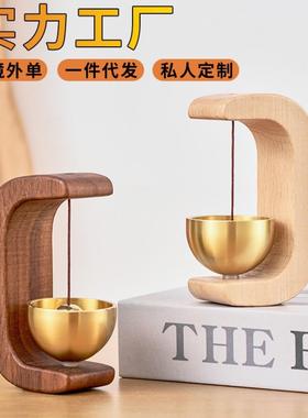 磁吸门式风铃手工冰箱贴入户治愈系铜撞铃开门提醒门挂饰