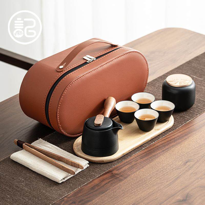 记今朝《旅行茶具》黑陶整套便携式收纳茶壶茶杯家用简约套装