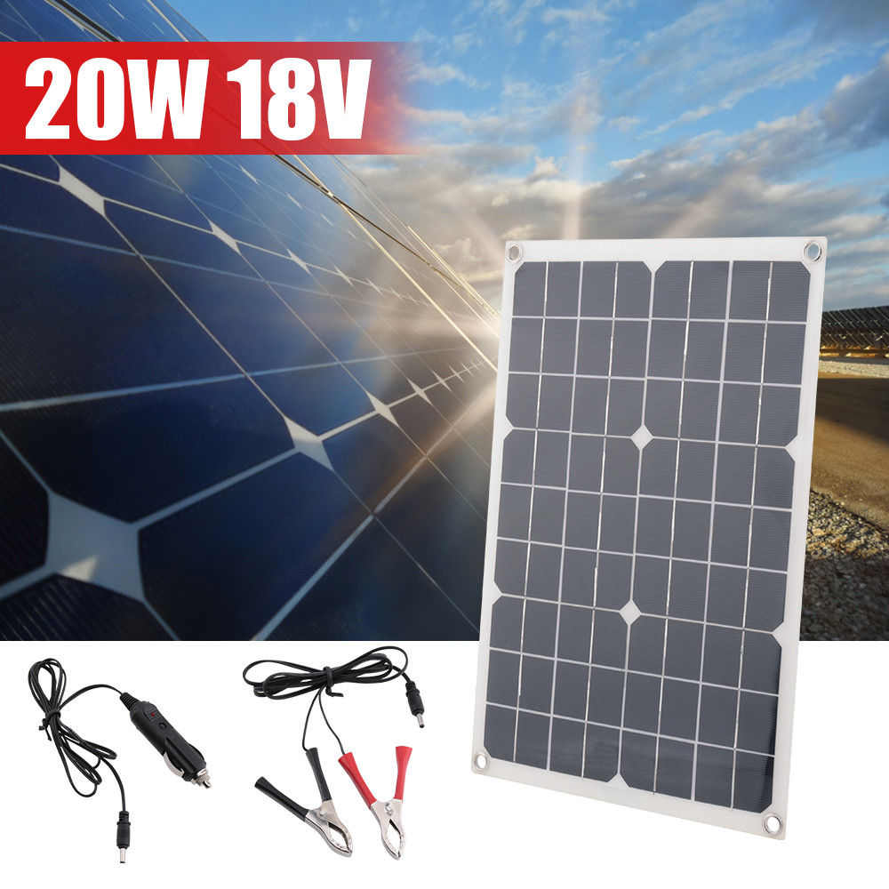 太阳能板充电手机单晶20W板光伏板双USB稳压器5V3AQC快充12V电瓶
