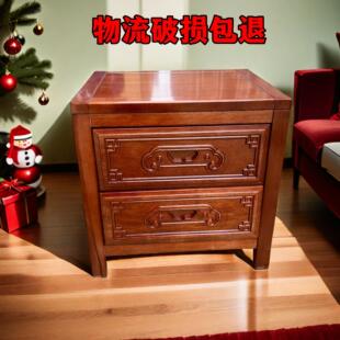 新款 菠萝格木实木床头柜红木明清彷古卧室家用床边储物收纳柜 中式