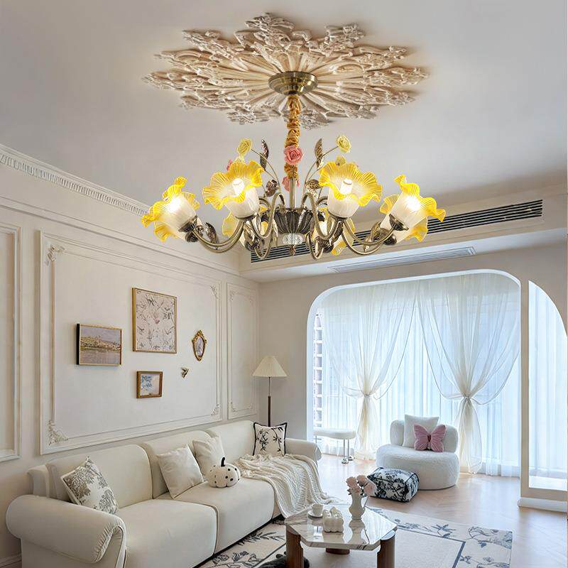 法式田园客厅吊灯美式创意玫瑰铃兰花别墅卧室书房温馨房间灯具