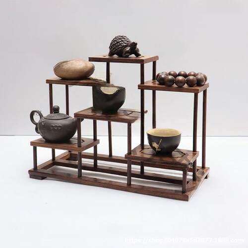 收纳鸡翅小点心茶具摆架中式博古架台鸡翅木置物架台订婚博古布置