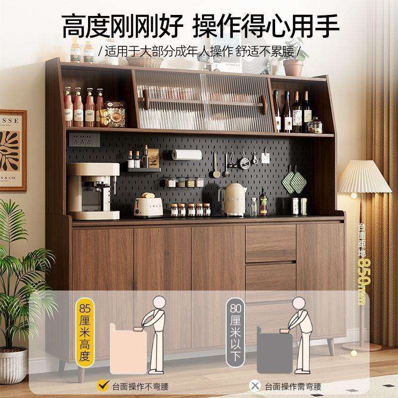 北欧实木餐边柜家用客厅酒柜靠墙餐厅多功能一体茶水柜厨房收纳柜