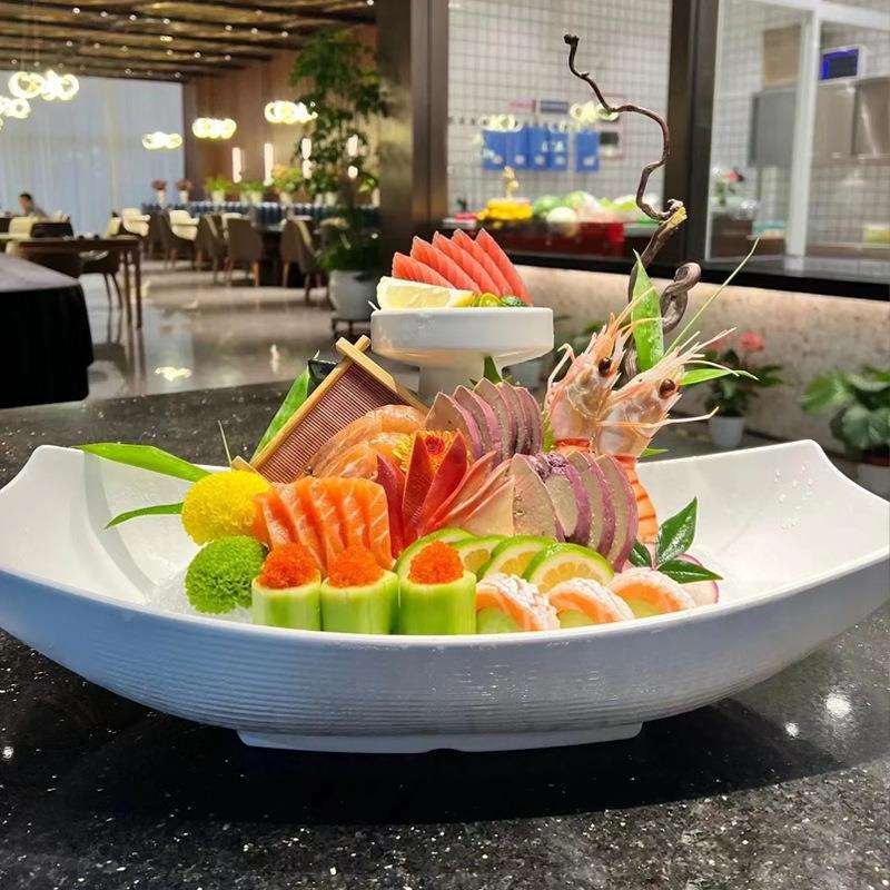 创意个性密胺日料刺身干冰展示盘商用高档干冰盘三文鱼刺身盘餐具
