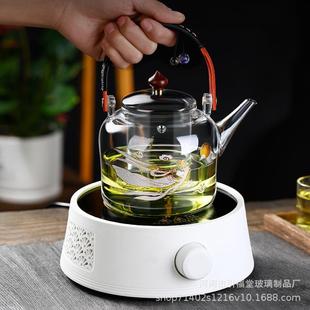 麻绳缠绕竹把提梁壶高硼硅玻璃电陶炉蒸煮两用壶嫦娥奔月泡茶壶